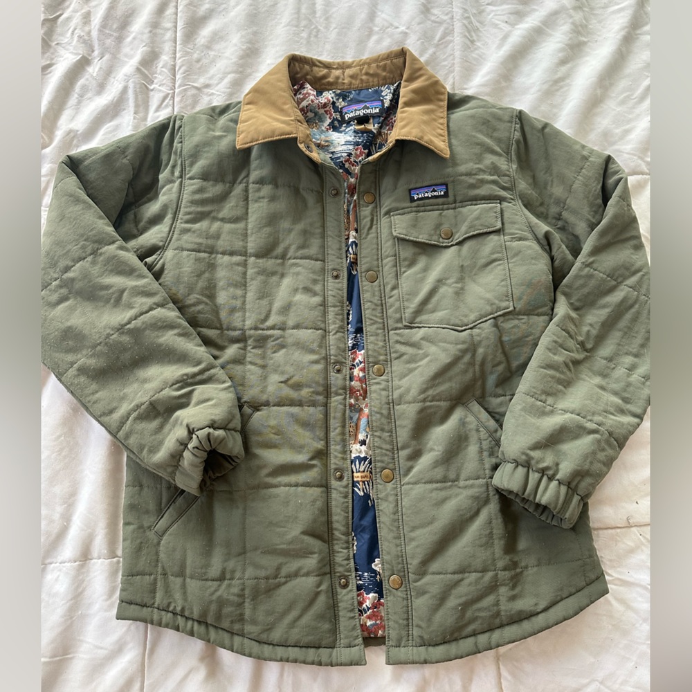 Patagonia Isthmus Quilted Shirt Jacket Waterproof Boys XL Fits Like Mens Small